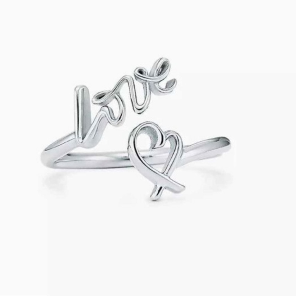 Authentic Tiffany & Co. Paloma Graffiti Love Ring w/ Heart in Sterling Silver